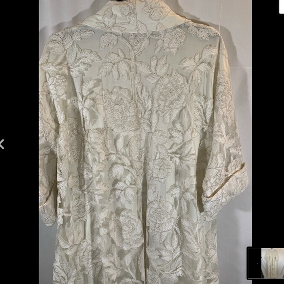 NEW $788 Tadashi Saga Embroidered Lace‎ Covering Robe in Ivory [SZ M/L ] - Picture 7 of 8
